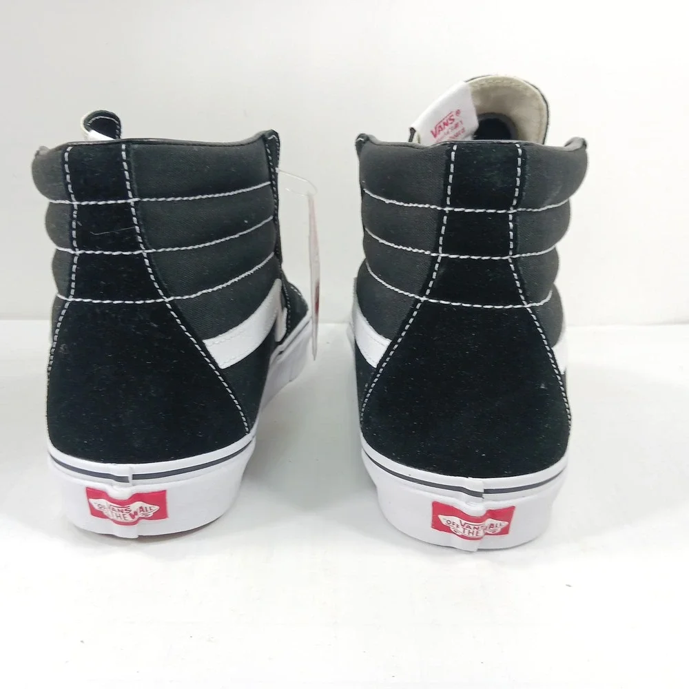 Vans Sk8-Hi Black White Suede Canvas High Top Skate Shoes Mens 10.5 Womens 12